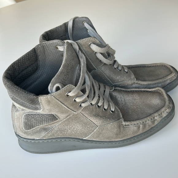 YSL x Puma Gray Leather Hi-tops. - Picture 3 of 7